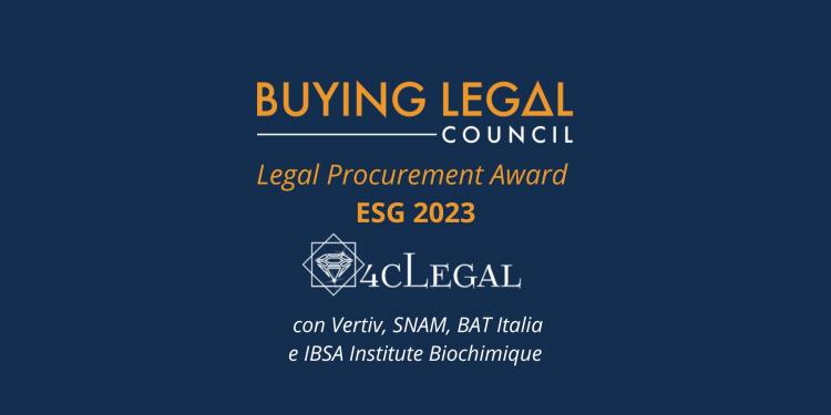 Immagine dell'articolo: <span>4cLegal premiata con Snam, BAT Italia, Vertiv e IBSA Institute Biochimique, ai Legal Procurement Awards a New York</span>
